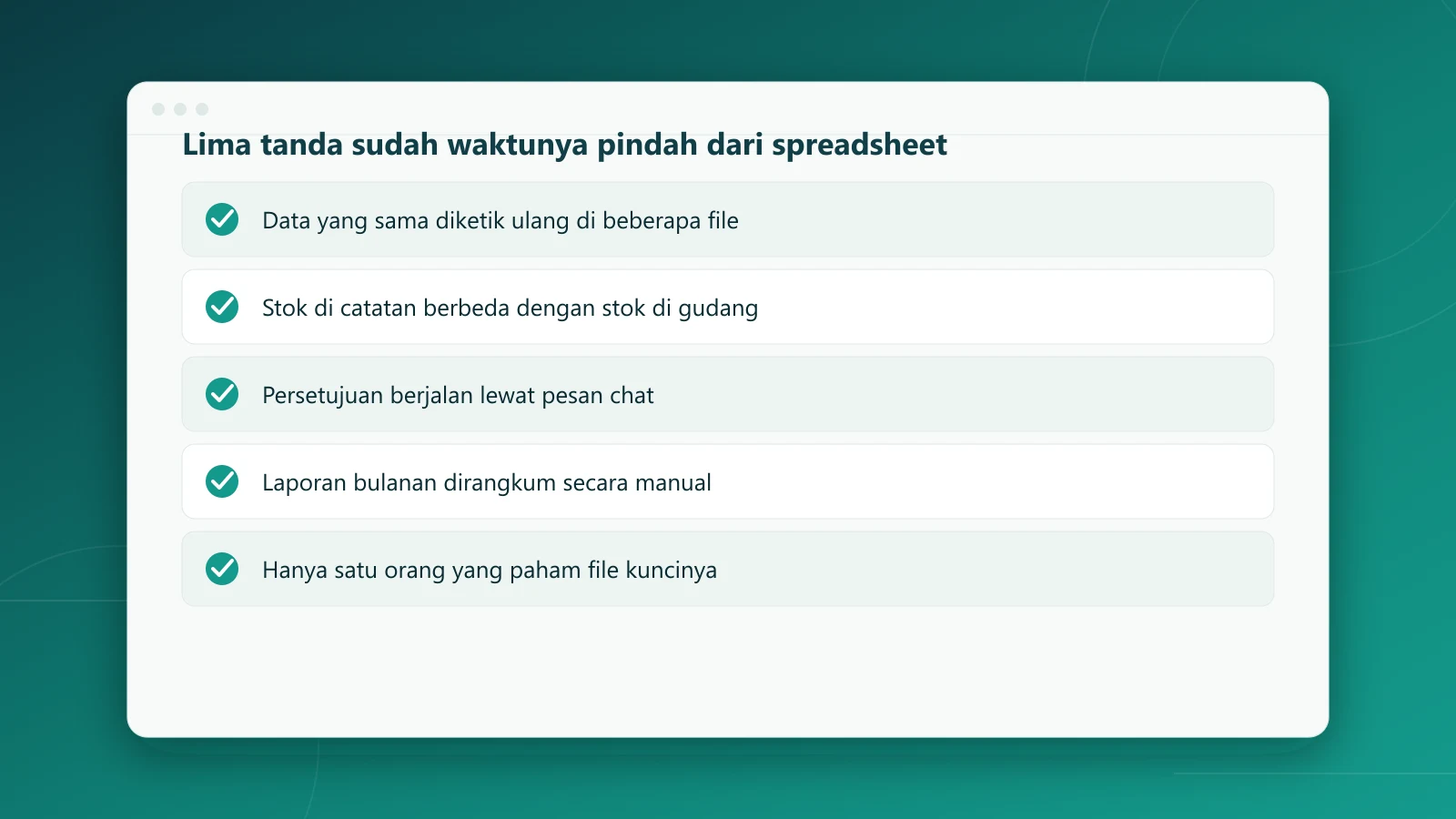 Lima tanda perusahaan harus pindah dari spreadsheet ke sistem sendiri