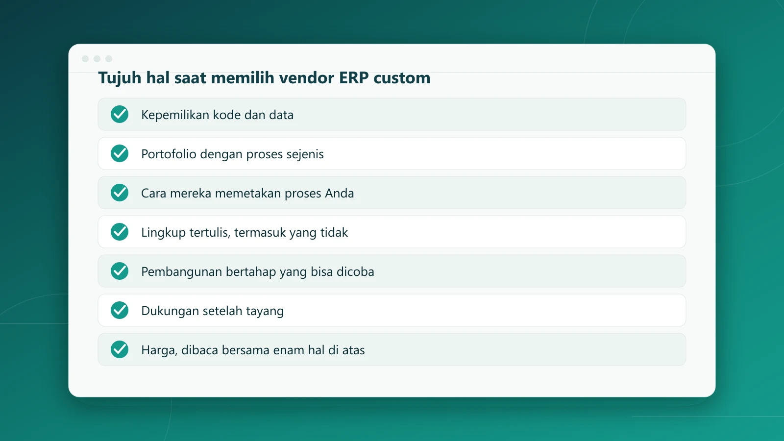 Tujuh hal yang perlu diperiksa saat memilih vendor ERP custom di Indonesia
