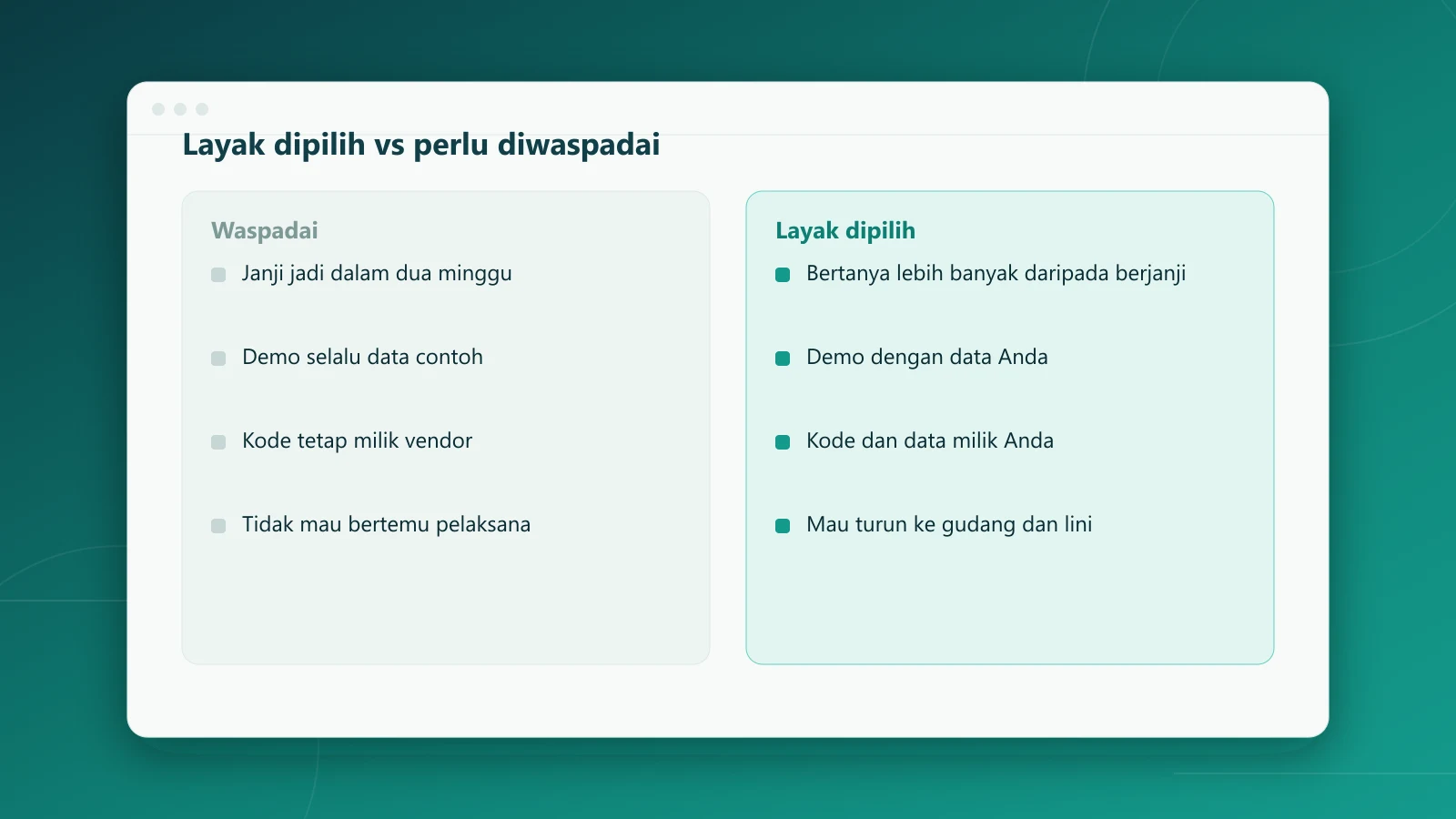 Tanda vendor ERP custom yang layak dipilih dan yang perlu diwaspadai