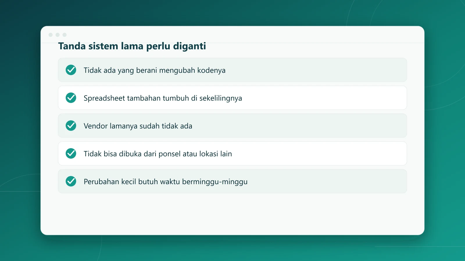 Lima tanda sistem lama perlu diganti