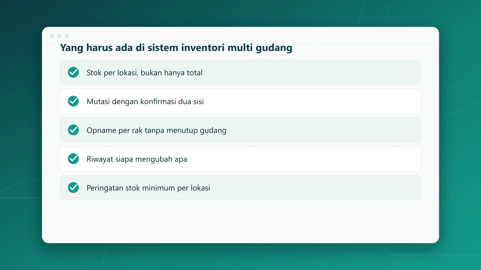Daftar kemampuan yang harus ada di sistem inventori multi gudang